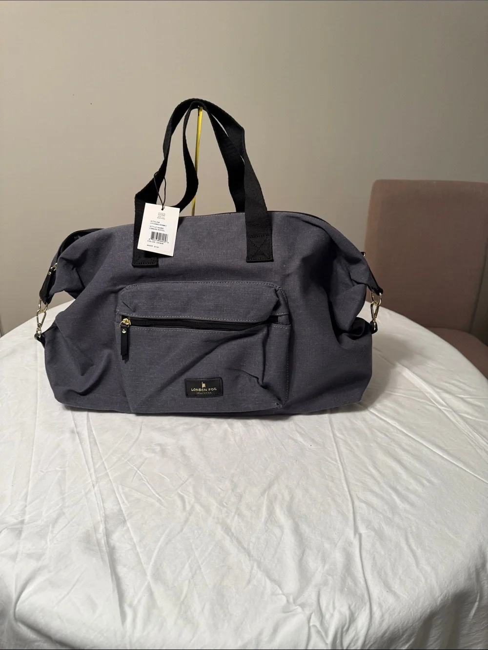 London Fog Men's Charcoal Duffel Bag with Black Straps